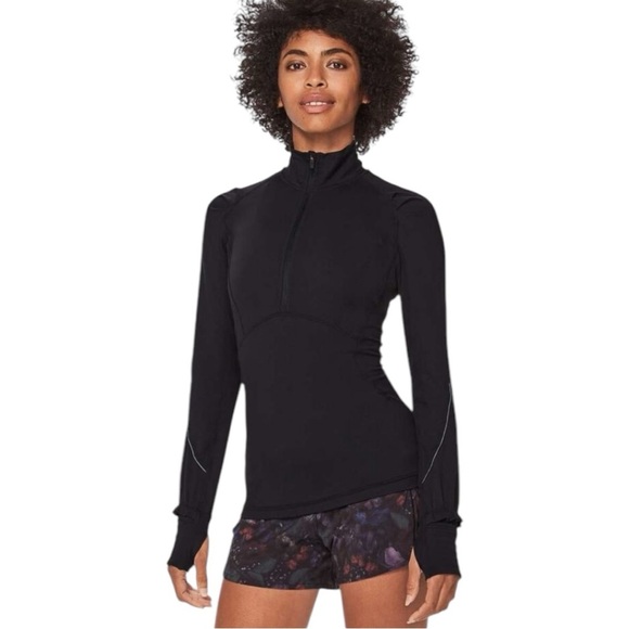 Lululemon Extra Mile 1/2 Zip Long Sleeve Top In Black Size 6 - Picture 1 of 9